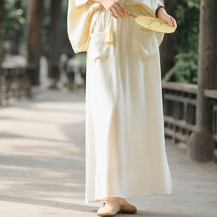 Buddha Stones Gonna e pantaloni da donna con tasche e spacchi sull'orlo in tinta unita - image 1