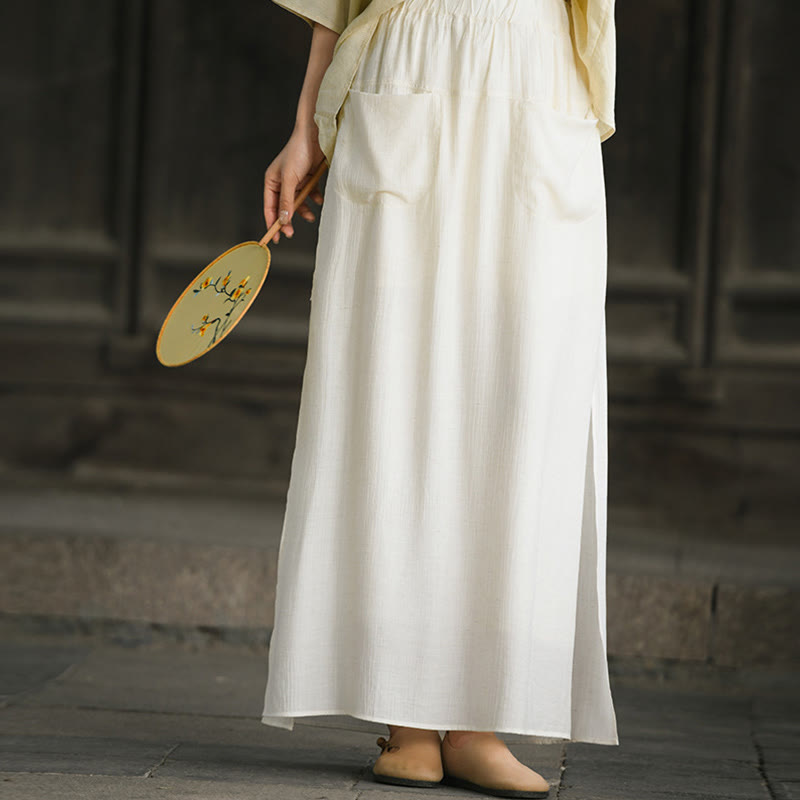 Buddha Stones Gonna e pantaloni da donna con tasche e spacchi sull'orlo in tinta unita - image 6