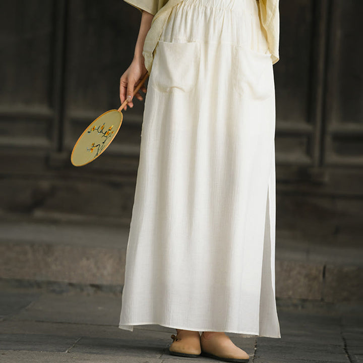 Buddha Stones Gonna e pantaloni da donna con tasche e spacchi sull'orlo in tinta unita - image 6