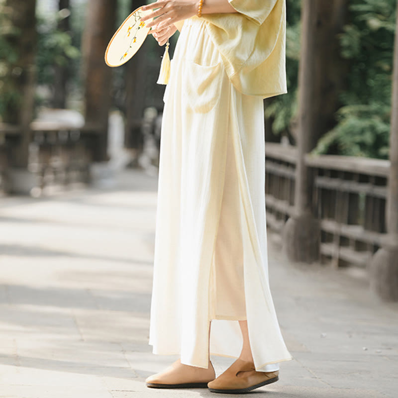 Buddha Stones Gonna e pantaloni da donna con tasche e spacchi sull'orlo in tinta unita - image 2