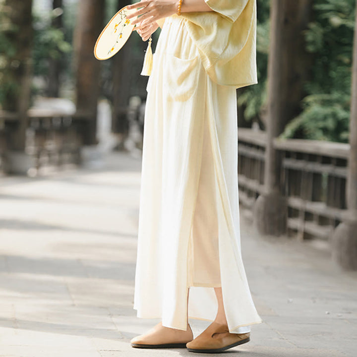 Buddha Stones Gonna e pantaloni da donna con tasche e spacchi sull'orlo in tinta unita - image 2