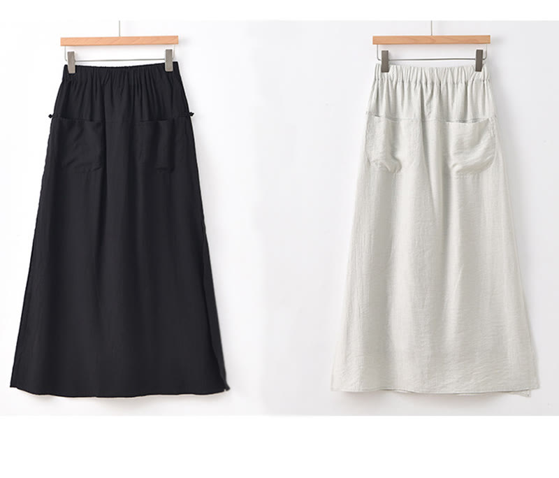 Buddha Stones Gonna e pantaloni da donna con tasche e spacchi sull'orlo in tinta unita - image 24