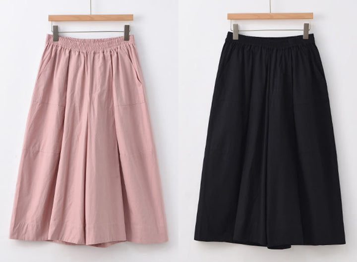 Buddha Stones Pantaloni Capri a gamba larga, cropped, casual, in cotone tinta unita, a vita alta, con tasche, da donna - image 22