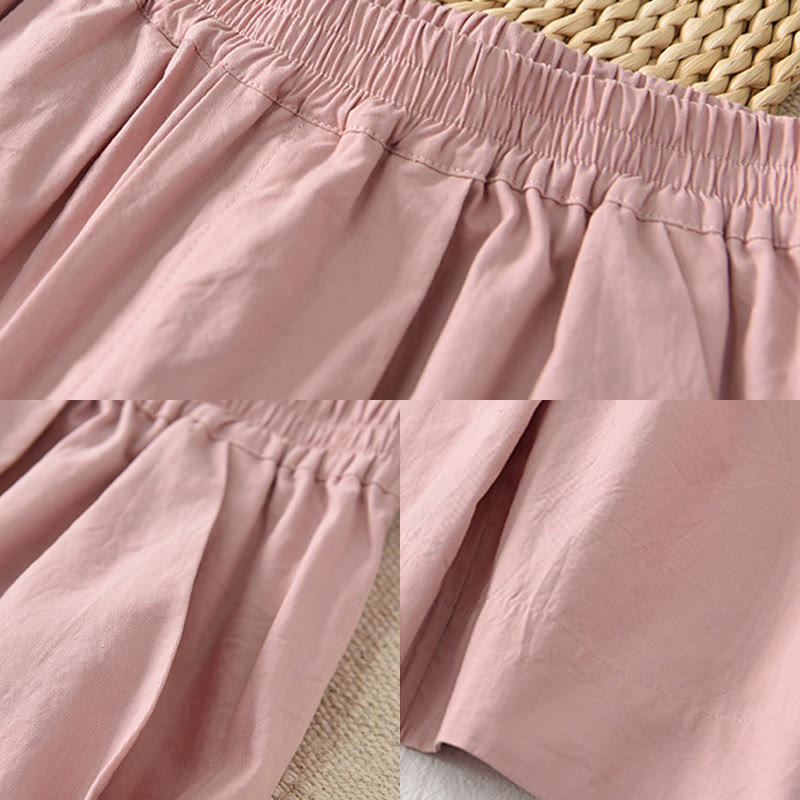 Buddha Stones Pantaloni Capri a gamba larga, cropped, casual, in cotone tinta unita, a vita alta, con tasche, da donna - image 18