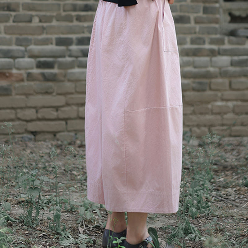 Buddha Stones Pantaloni Capri a gamba larga, cropped, casual, in cotone tinta unita, a vita alta, con tasche, da donna - image 14