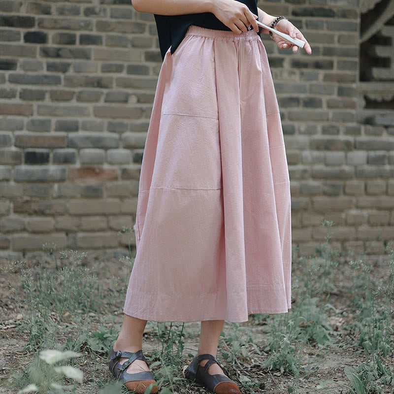 Buddha Stones Pantaloni Capri a gamba larga, cropped, casual, in cotone tinta unita, a vita alta, con tasche, da donna - image 11