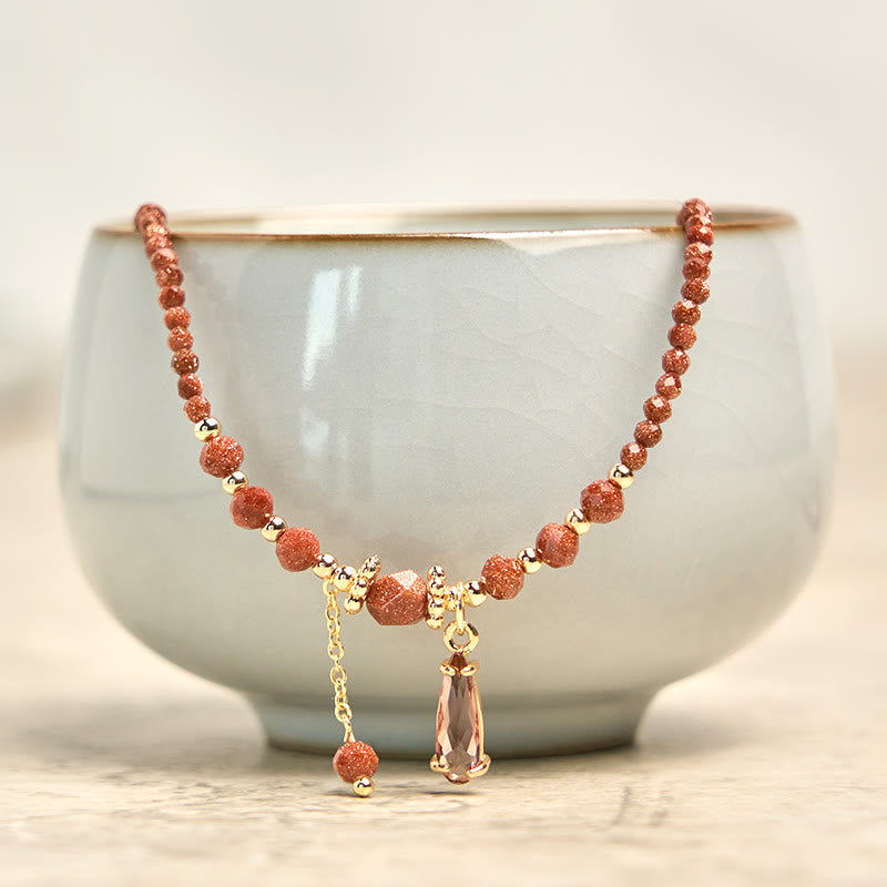 Bracciale multistrato positivo con perline di pietra d'oro naturale da 2 mm Buddha Stones