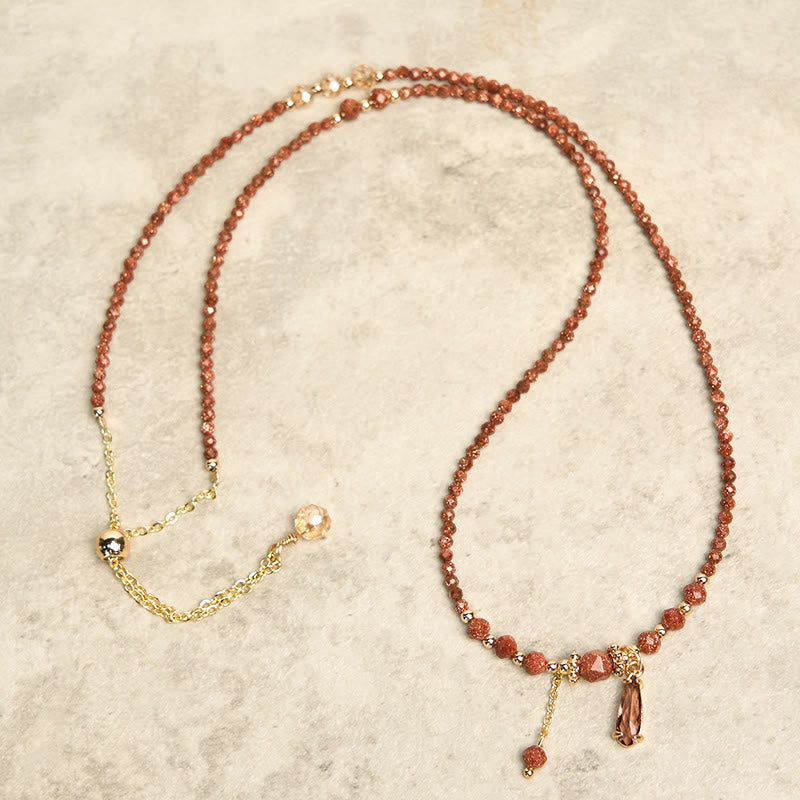 Bracciale multistrato positivo con perline di pietra d'oro naturale da 2 mm Buddha Stones
