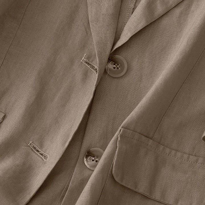 Giacca da abito da donna in cotone con bottoni, maniche a tre quarti e tasche, Buddha Stones - image 3