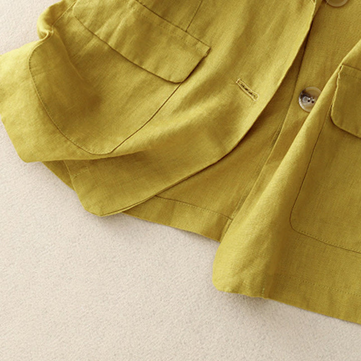 Giacca da abito da donna in cotone con bottoni, maniche a tre quarti e tasche, Buddha Stones - image 9