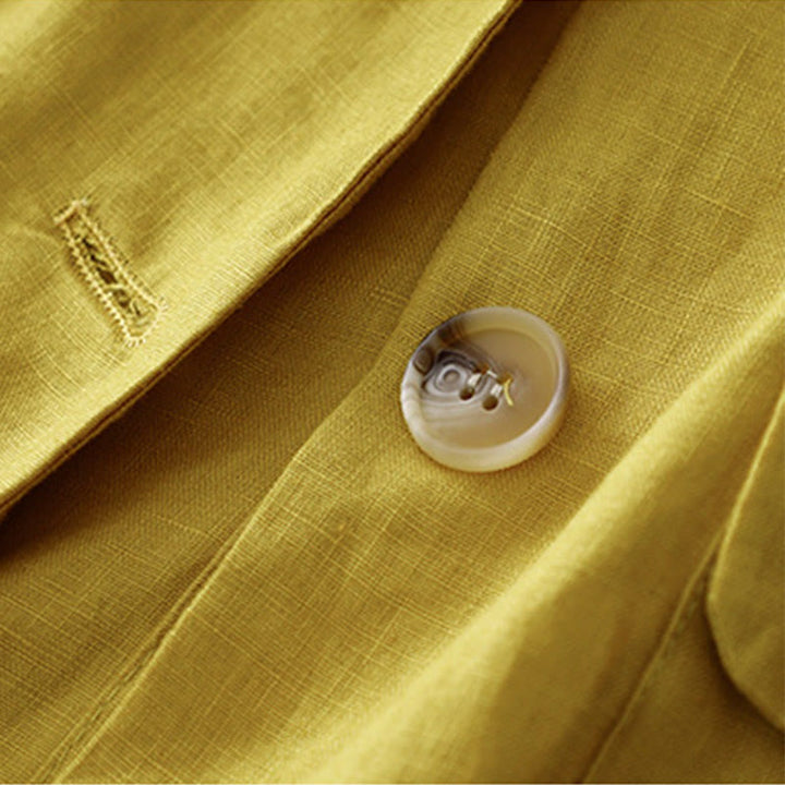 Giacca da abito da donna in cotone con bottoni, maniche a tre quarti e tasche, Buddha Stones - image 9