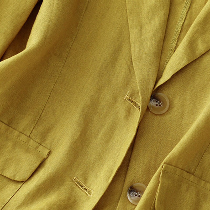 Giacca da abito da donna in cotone con bottoni, maniche a tre quarti e tasche, Buddha Stones - image 10