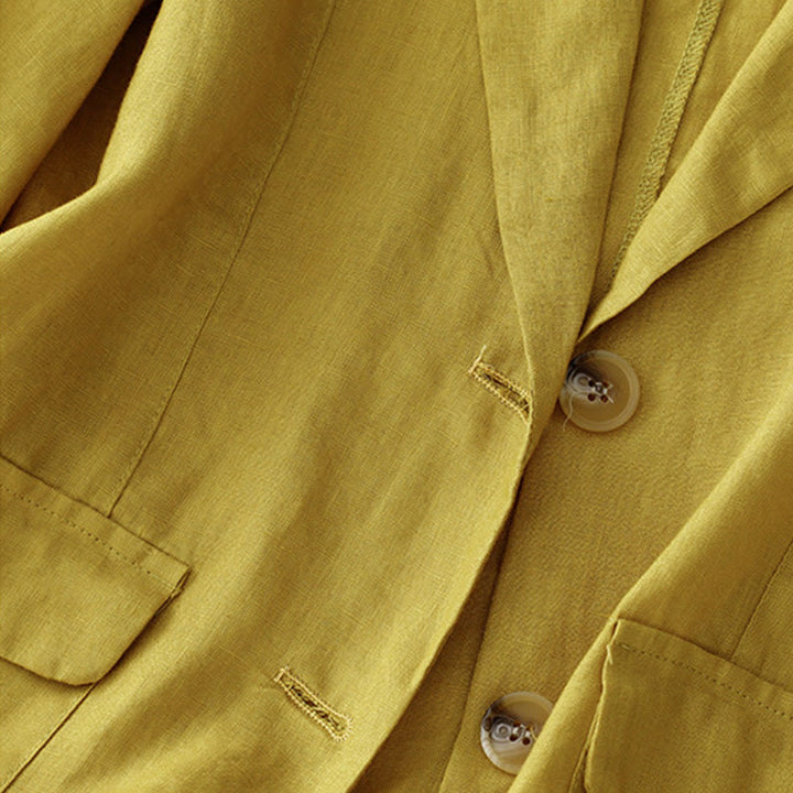 Giacca da abito da donna in cotone con bottoni, maniche a tre quarti e tasche, Buddha Stones - image 10