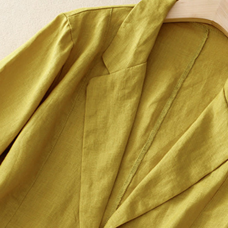 Giacca da abito da donna in cotone con bottoni, maniche a tre quarti e tasche, Buddha Stones - image 7