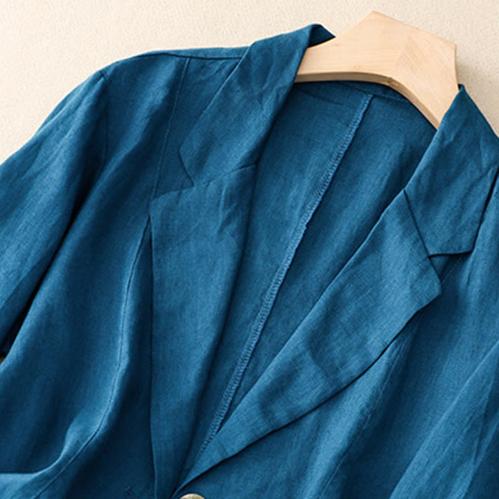 Giacca da abito da donna in cotone con bottoni, maniche a tre quarti e tasche, Buddha Stones - image 14