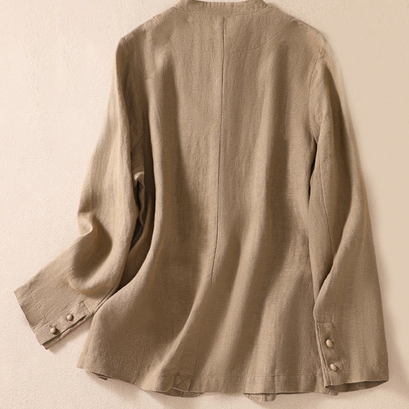 Camicia da donna a maniche lunghe con colletto alla coreana e tasche Buddha Stones - image 23