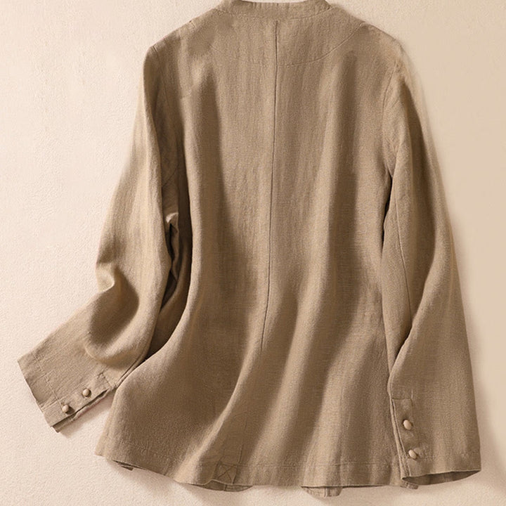Camicia da donna a maniche lunghe con colletto alla coreana e tasche Buddha Stones - image 23