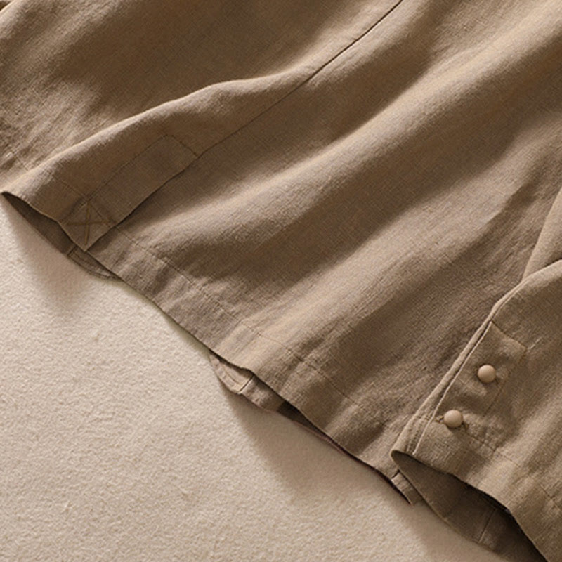 Camicia da donna a maniche lunghe con colletto alla coreana e tasche Buddha Stones - image 24
