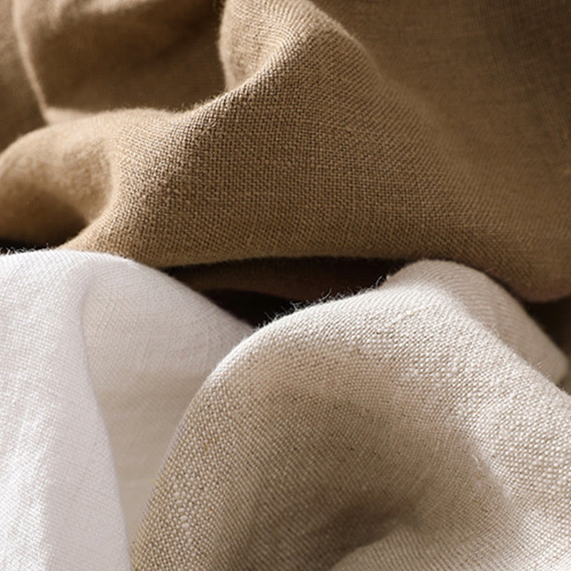 Camicia da donna a maniche lunghe con colletto rialzato in cotone e lino Buddha Stones tasche - image 30