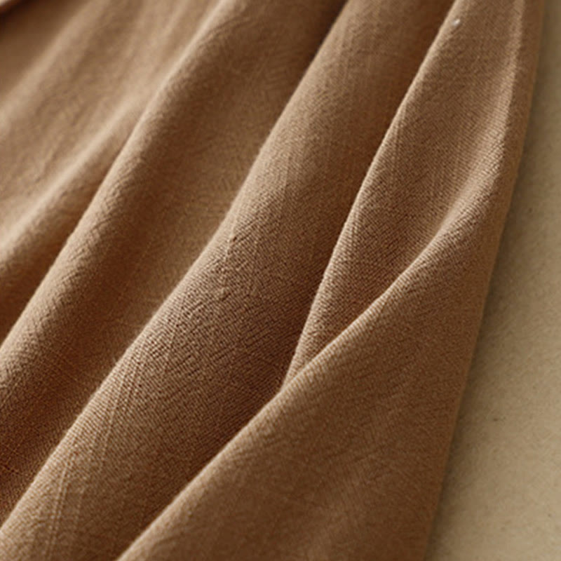 Buddha Stones Giacca da donna in cotone e lino con bottoni a rana e maniche lunghe e tasche - image 3