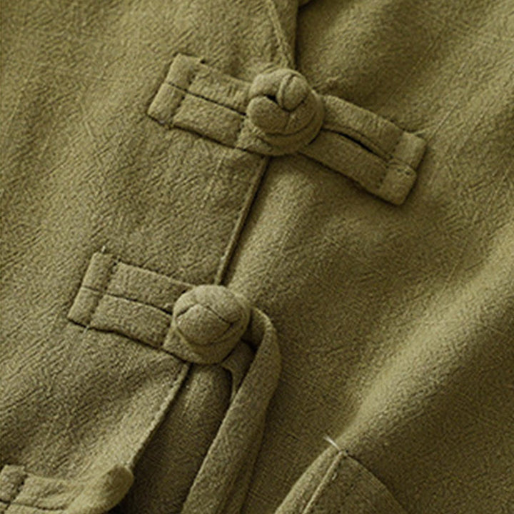 Buddha Stones Giacca da donna in cotone e lino con bottoni a rana e maniche lunghe e tasche - image 9