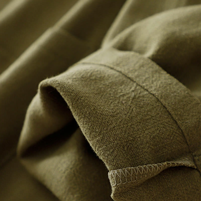 Buddha Stones Giacca da donna in cotone e lino con bottoni a rana e maniche lunghe e tasche - image 7