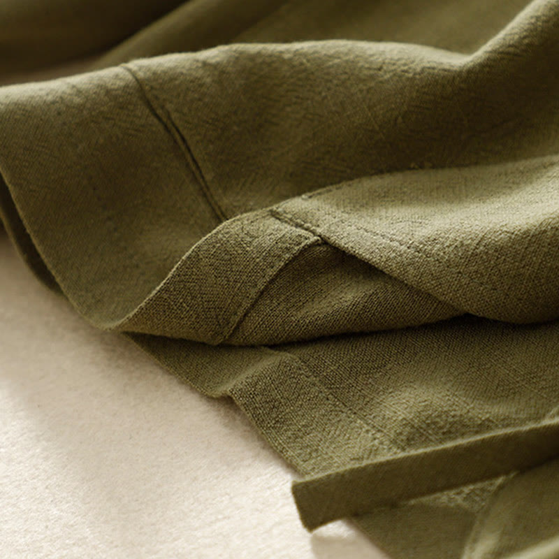 Buddha Stones Giacca da donna in cotone e lino con bottoni a rana e maniche lunghe e tasche - image 8