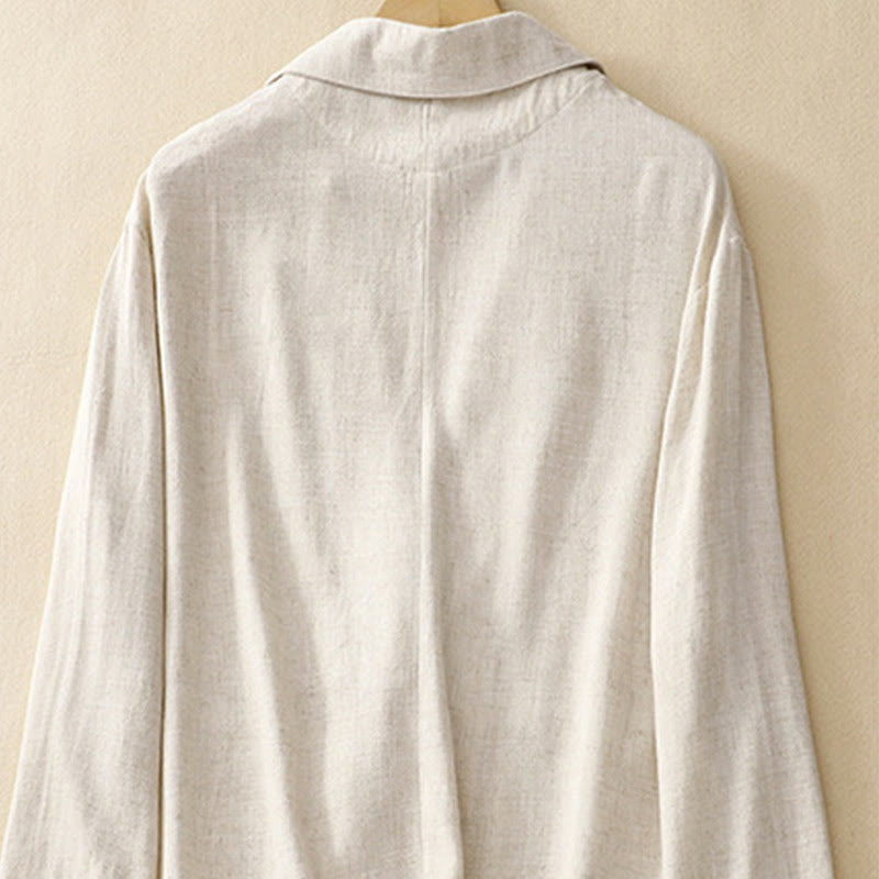 Buddha Stones Giacca da donna in cotone e lino con bottoni a rana e maniche lunghe e tasche - image 19