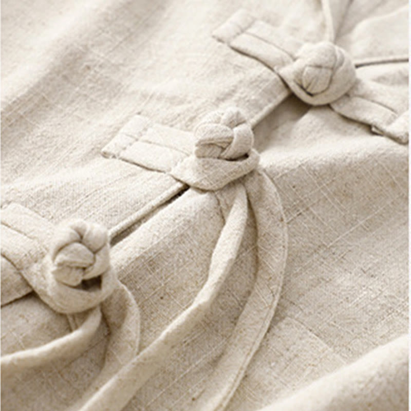 Buddha Stones Giacca da donna in cotone e lino con bottoni a rana e maniche lunghe e tasche - image 20