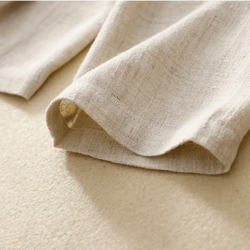 Buddha Stones Giacca da donna in cotone e lino con bottoni a rana e maniche lunghe e tasche - image 23