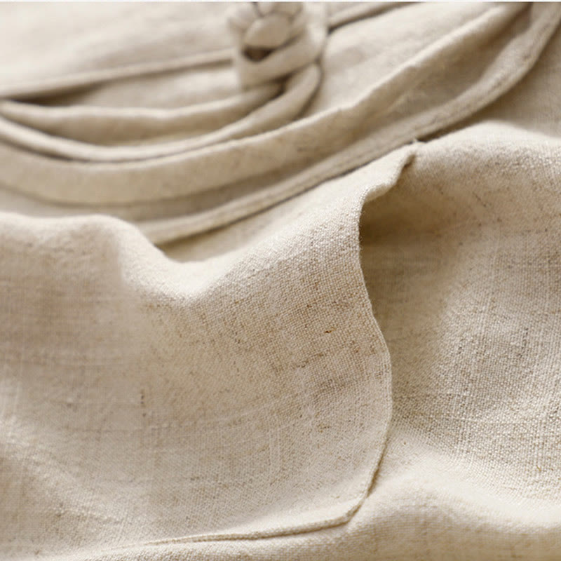 Buddha Stones Giacca da donna in cotone e lino con bottoni a rana e maniche lunghe e tasche - image 21