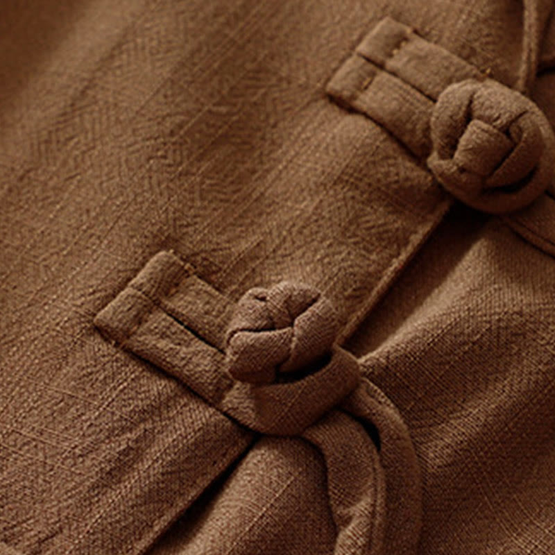 Buddha Stones Giacca da donna in cotone e lino con bottoni a rana e maniche lunghe e tasche - image 31