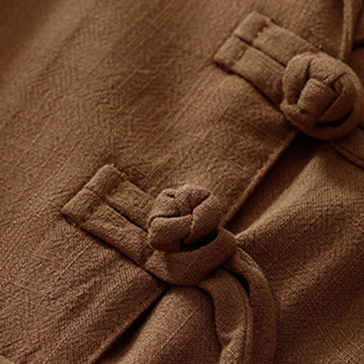 Buddha Stones Giacca da donna in cotone e lino con bottoni a rana e maniche lunghe e tasche - image 31