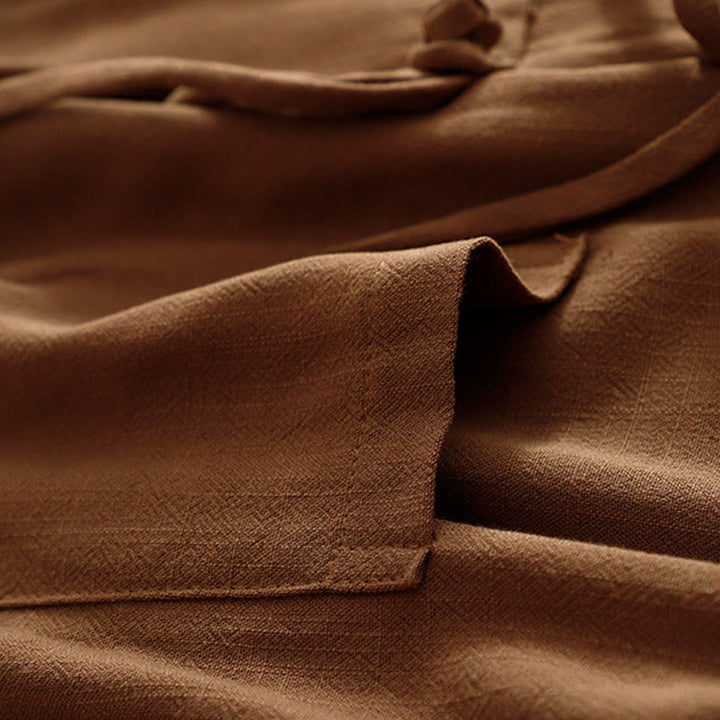 Buddha Stones Giacca da donna in cotone e lino con bottoni a rana e maniche lunghe e tasche - image 29