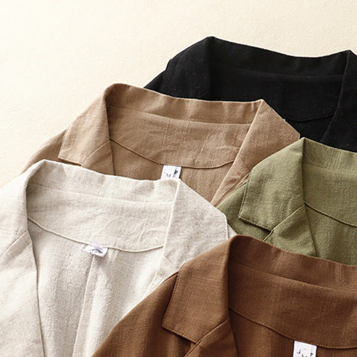 Buddha Stones Giacca da donna in cotone e lino con bottoni a rana e maniche lunghe e tasche - image 33