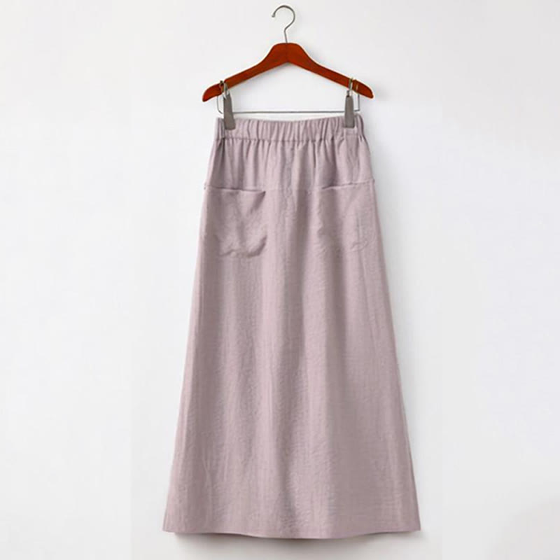 Buddha Stones Set da donna in cotone per meditazione, 2 pezzi, con bottoni, camicia a maniche corte, gonna e tasche - image 11