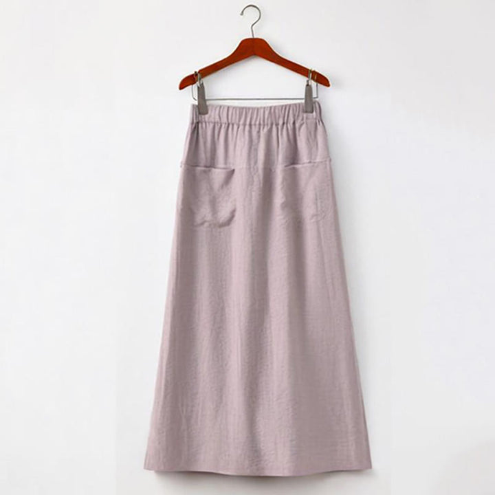 Buddha Stones Set da donna in cotone per meditazione, 2 pezzi, con bottoni, camicia a maniche corte, gonna e tasche - image 11