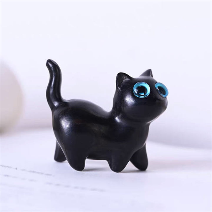 Buddha Stones, Sandalo verde, Piccola foglia, Sandalo rosso, Simpatici animali di gatto, Decorazione rilassante e pacifica - Gatto in piedi in legno di ebano - image 32