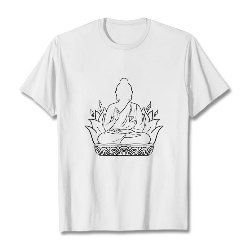 Maglietta casual con motivo Buddha Stones Meditation Buddha - Bianco - 2XL - image 8
