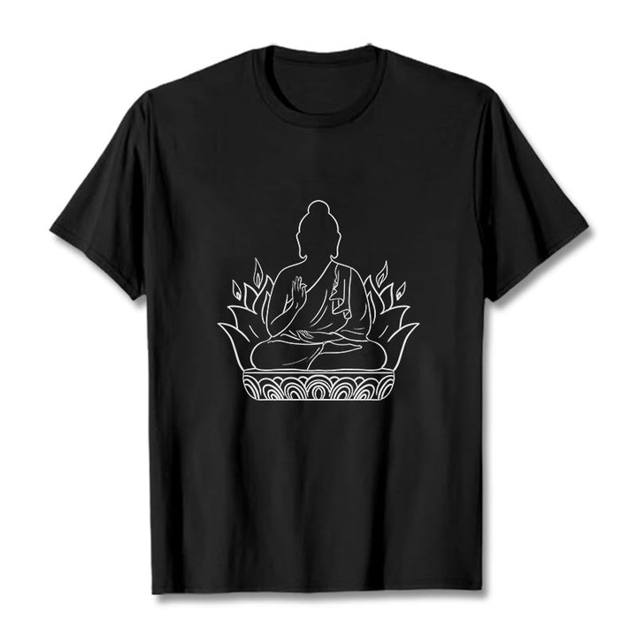 Maglietta casual con motivo Buddha Stones Meditation Buddha - Nero - 2XL - image 4