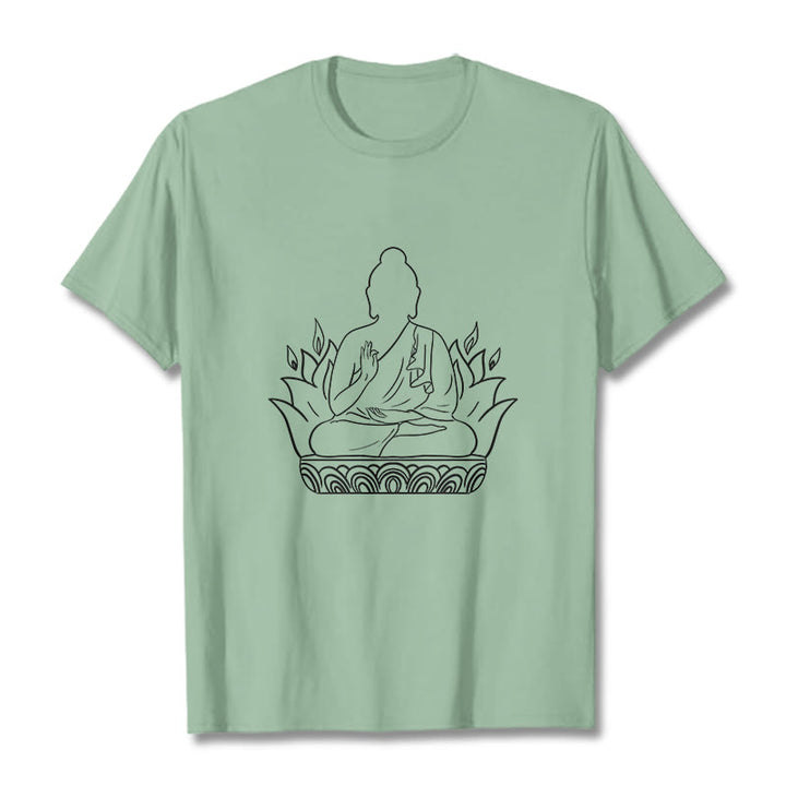 Maglietta casual con motivo Buddha Stones Meditation Buddha - Verde pallido - 2XL - image 15