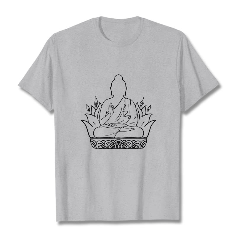 Maglietta casual con motivo Buddha Stones Meditation Buddha - Grigio chiaro - 2XL - image 20