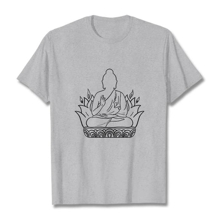 Maglietta casual con motivo Buddha Stones Meditation Buddha - Grigio chiaro - 2XL - image 20