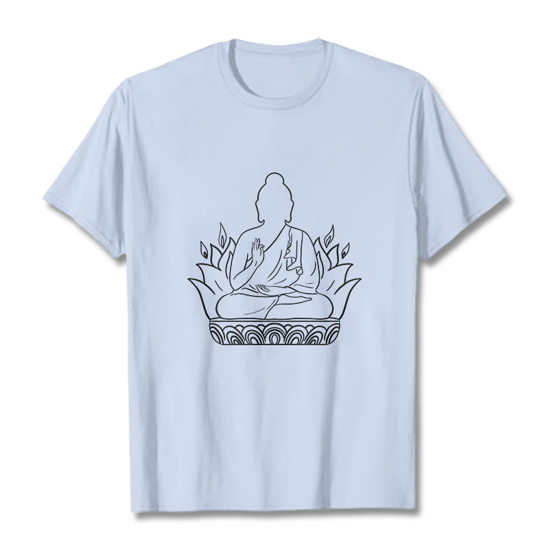 Maglietta casual con motivo Buddha Stones Meditation Buddha - Ciano chiaro - 2XL - image 19