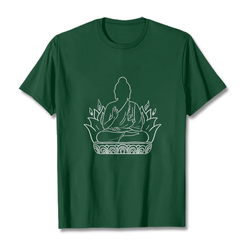 Maglietta casual con motivo Buddha Stones Meditation Buddha - Verde foresta - 2XL - image 11