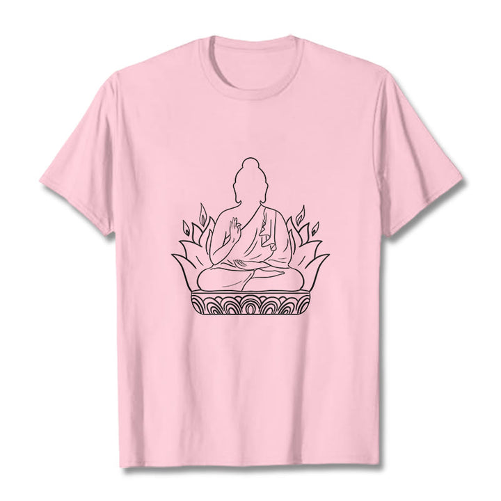 Maglietta casual con motivo Buddha Stones Meditation Buddha - Rosa chiaro - 2XL - image 13