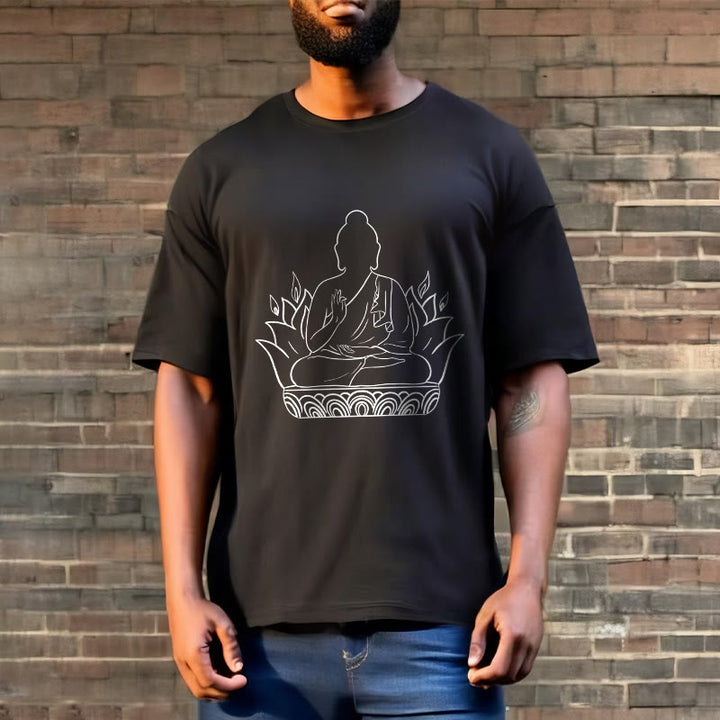 Maglietta casual con motivo Buddha Stones Meditation Buddha - image 6