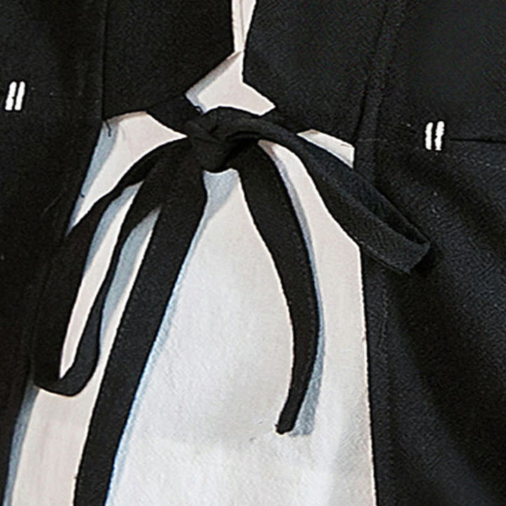 Giacca da uomo in cotone e lino con maniche a tre quarti, kimono con tasche e motivo Buddha Stones con lacci - image 17