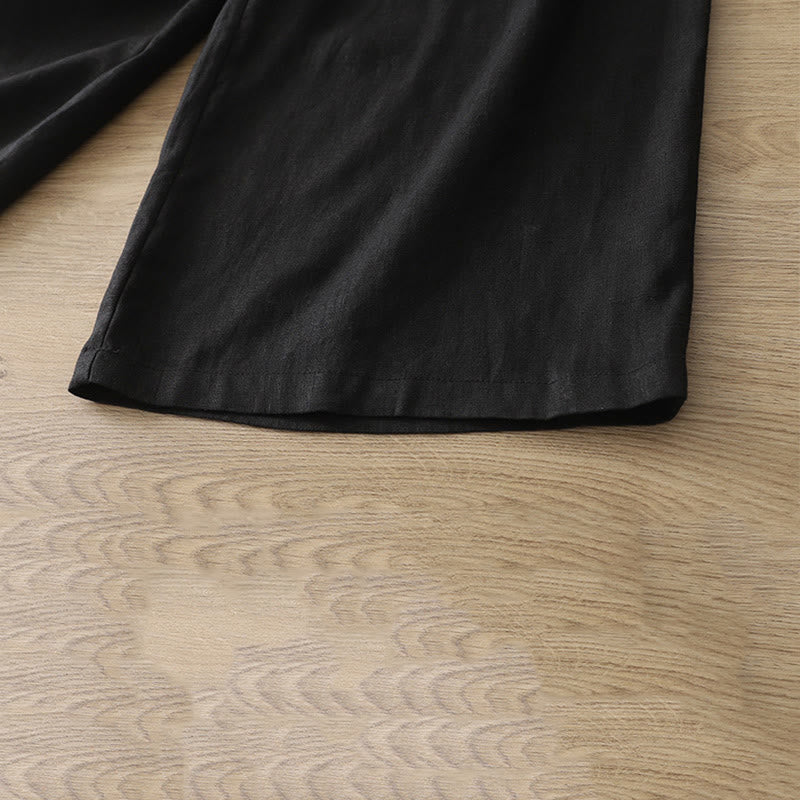 Pantaloni larghi da donna in cotone con tasche e cerniera, stile retrò casual Buddha Stones