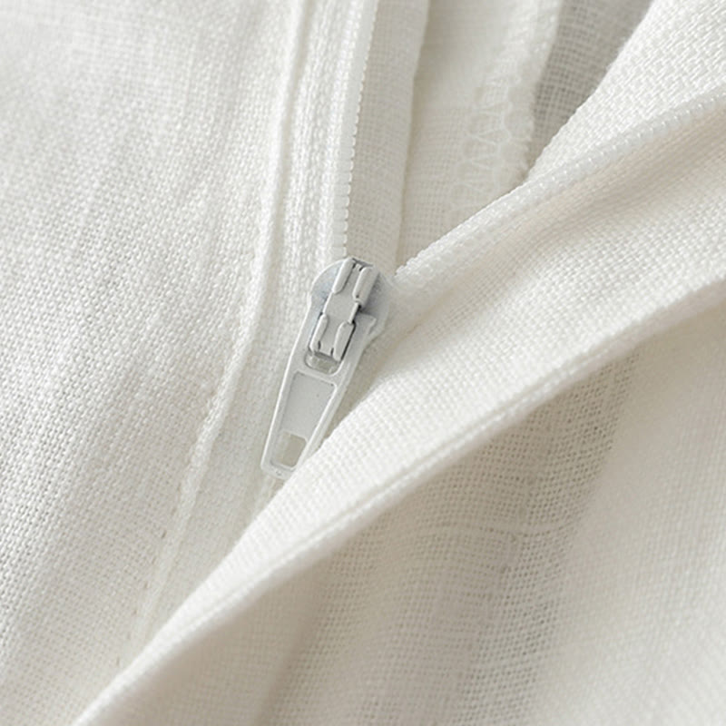 Pantaloni larghi da donna in cotone con tasche e cerniera, stile retrò casual Buddha Stones